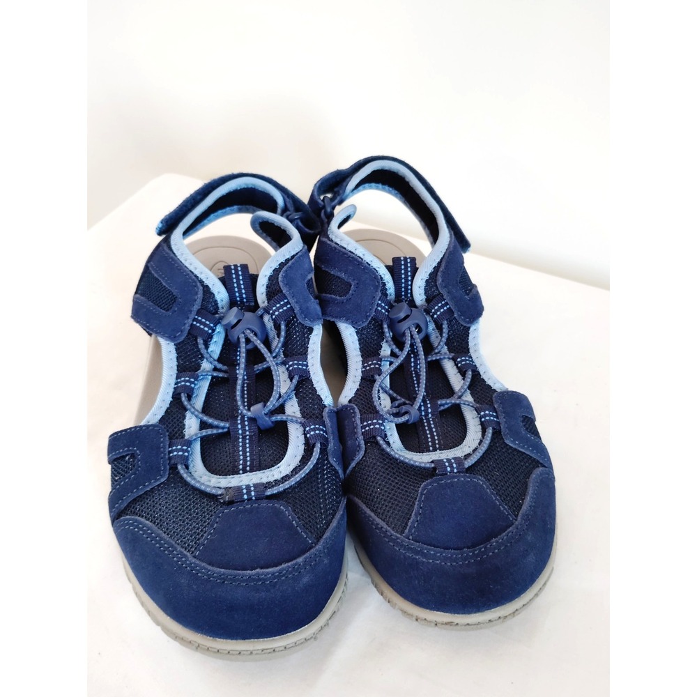 Lands' End Women 9B Blue Mesh Suede Sport Sandals Adjustable Strap Beach Comfort